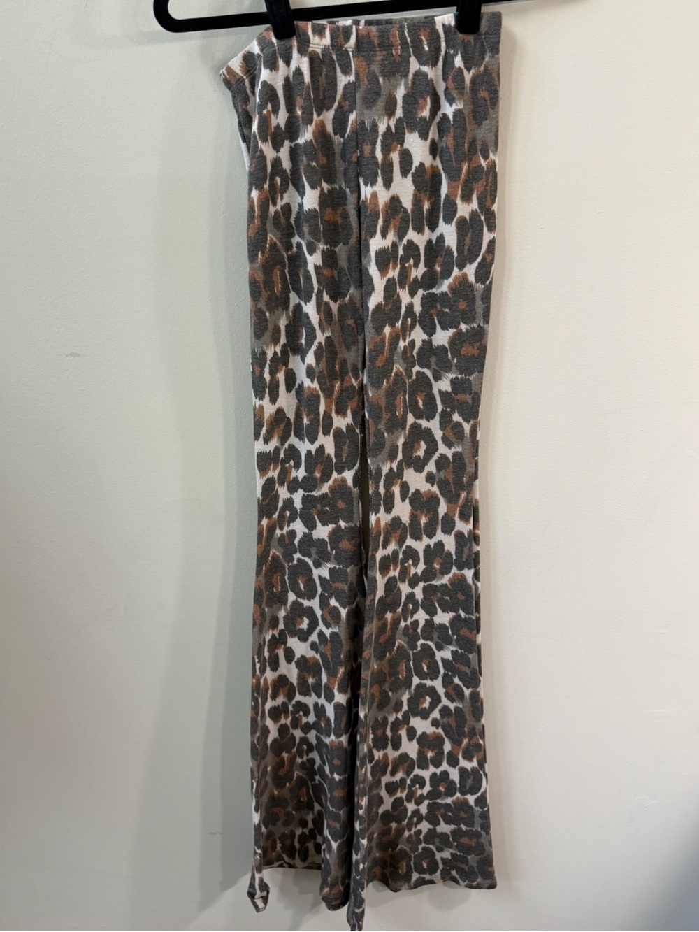 By Together Leopard Print Wide Leg Pants Brown Gray Small S